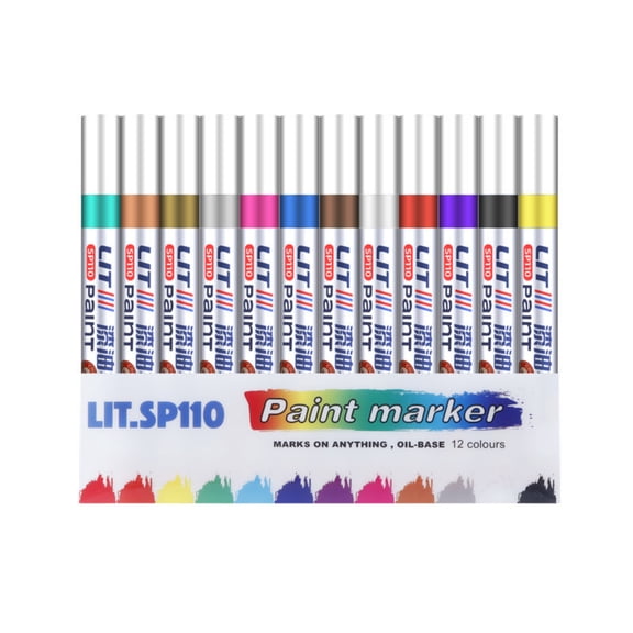 Paint Pens & Markers 12 Pack Fine Tip Permanent Markers for Rock Painting Supplies Crafts Supplies Multi-Surface Non Toxic Paint for Gifting