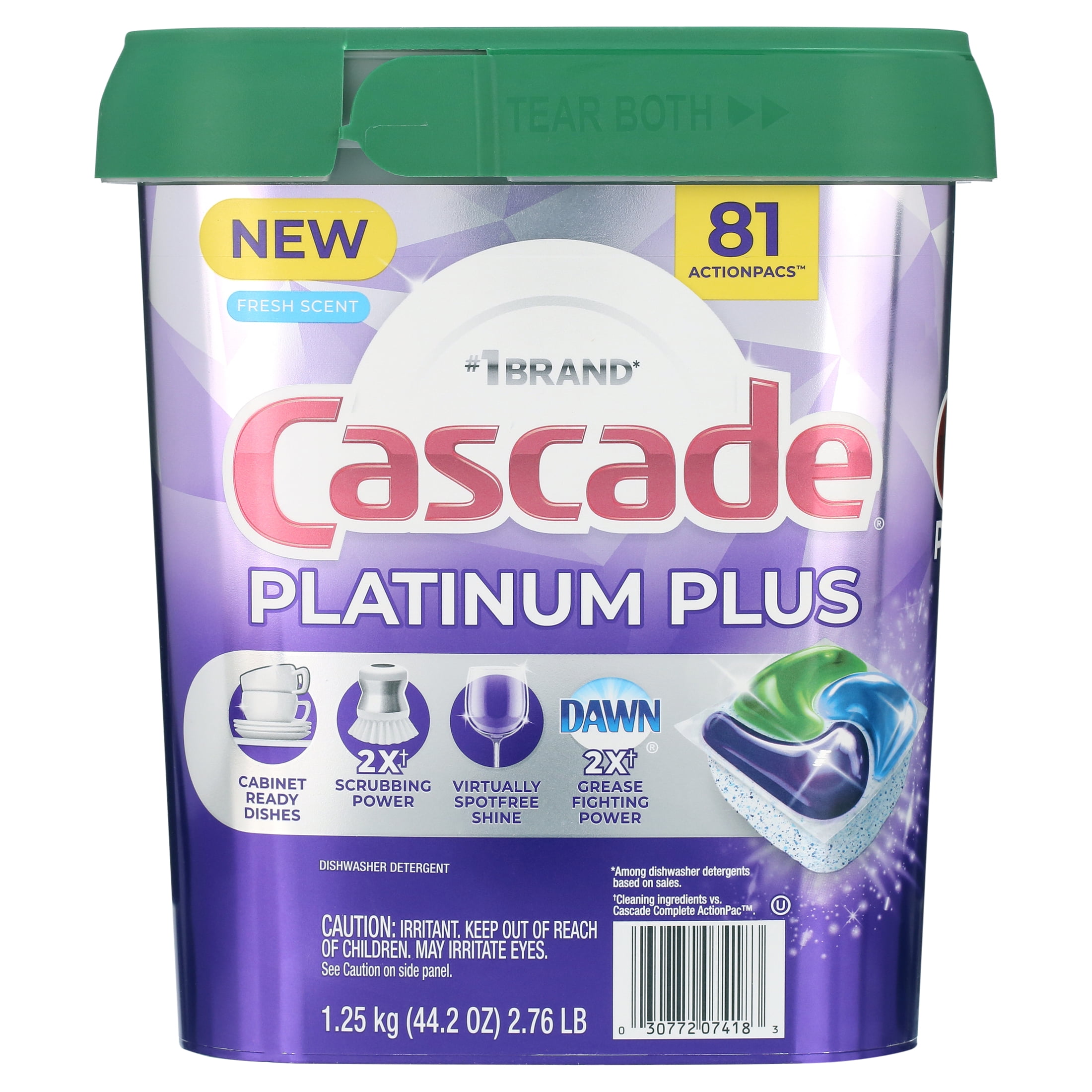 Cascade Platinum Plus Dishwasher ActionPacs, Fresh Scent, 82 Count