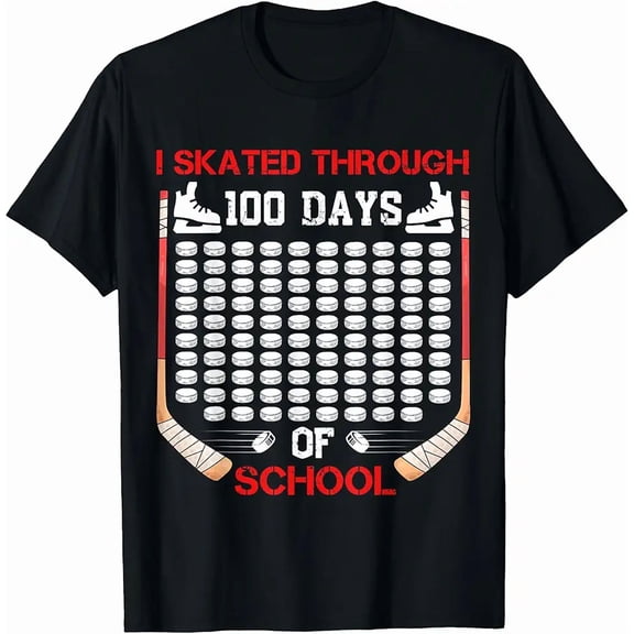 I Skated Through 100 Days of School Ice Hockey Fan 100th Day T-Shirt