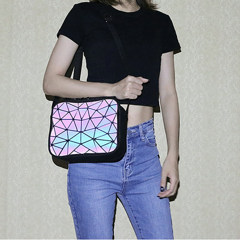 Hot Sale Fashion Geometry Lacttic Luminious Bag Top-Handle Hologram  Shoulder Bag