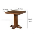 thumbnail image 5 of Reggie Bar Table, Adjustable Pedestal Base, 36 Inch Square Top, Brown, 5 of 5