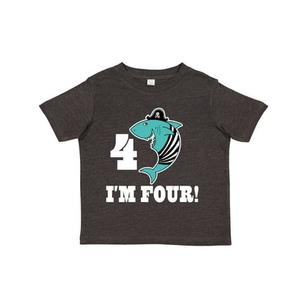 

Inktastic 4th Birthday Pirate 4 Year Old Shark Gift Toddler Boy or Toddler Girl T-Shirt