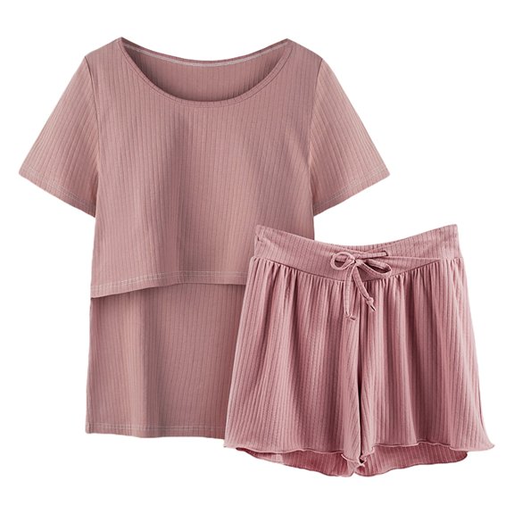 Women's Maternity Nursing Sleepwear Set Comfortable Sleeveless Pajama Shorts And Matching Robe For Pregnancy