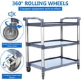 thumbnail image 2 of Yiwa 3-Tier Plastic Service Utility Cart with Wheels, Plastic Utility Cart Work Cart Lockable Wheel, Extra Large for Foodservice/Commercial/Restaurant/Office/Kitchen/Hotel, 2 of 4