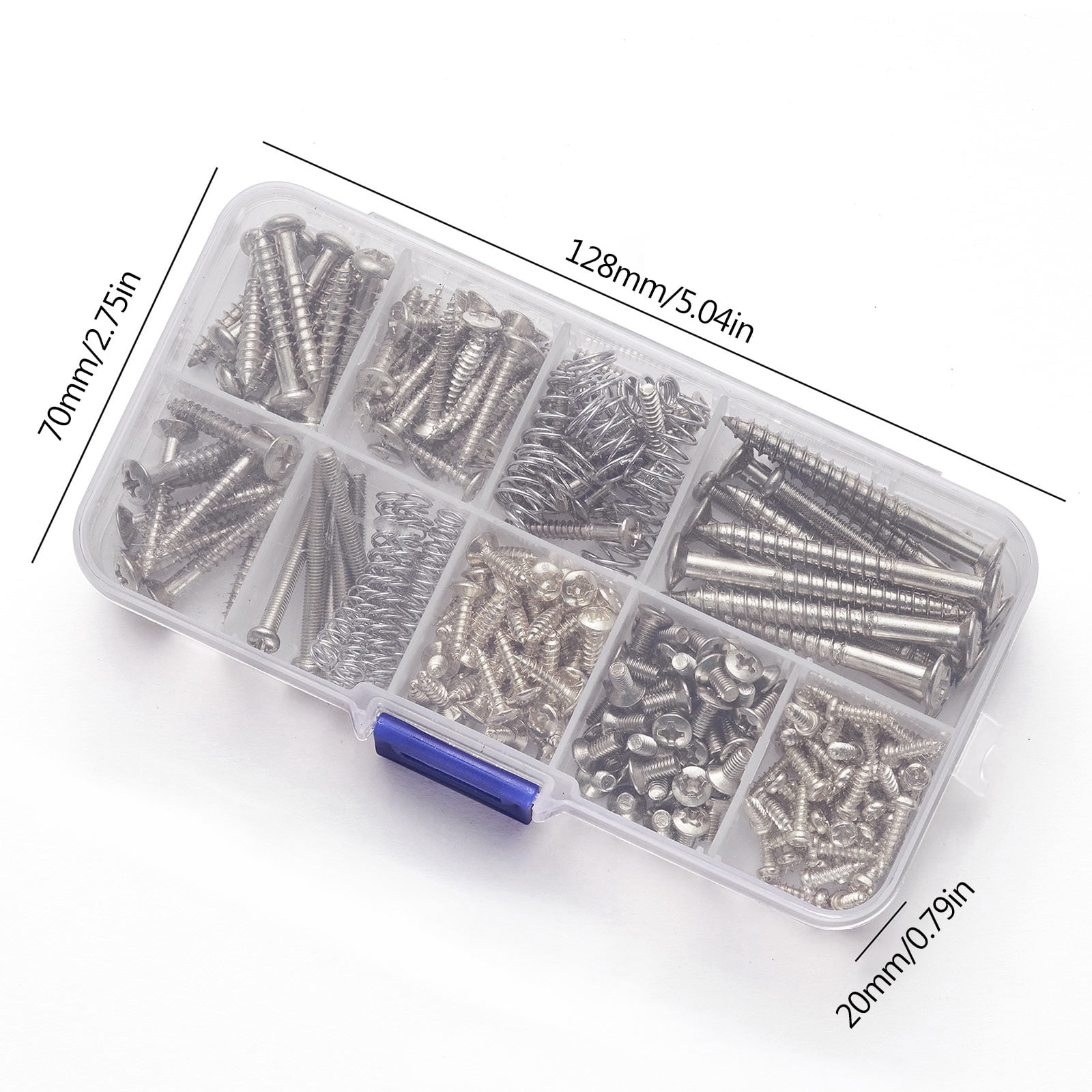 Guitar Screws Assortment Box Kits for Electric Guitar Tuner, Neck Plate, with Springs, 9 Types, Total 173 Pieces