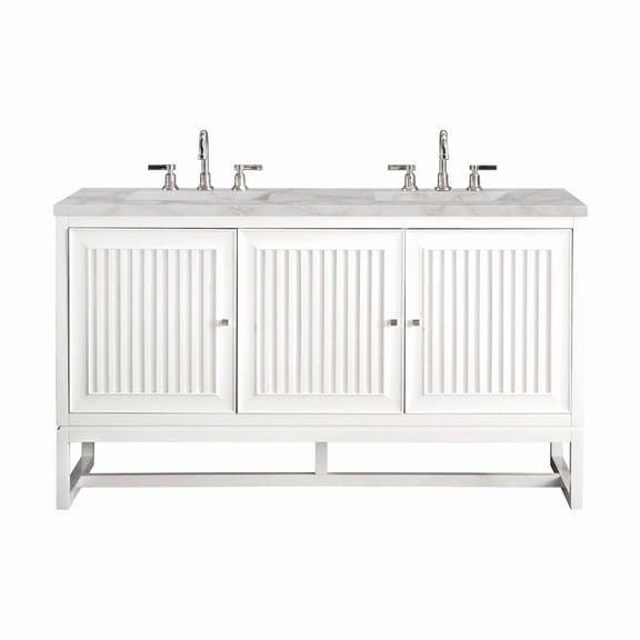 James Martin Vanities E645-V60d-3Vsl Athens 60" Double Basin Poplar Wood Vanity Set -