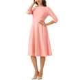 thumbnail image 4 of INSPIRE CHIC Vintage 3/4 Sleeve Dress for Women's Elegant Boat Neck Wear to Work Dress Trendy XL Pink, 4 of 6