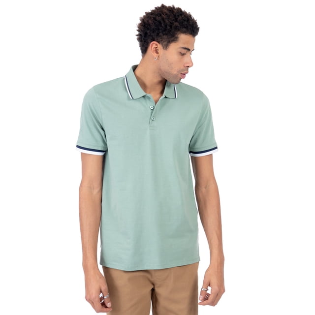 PLAYERA POLO MANGA CORTA LISA CON CONTRASTE PARA HOMBRE QUARRY