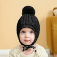thumbnail image 4 of OYXSER Toddler Baby Winter Hat Warm Fleece Lined Knit Kids Hat with Earflap Pom Pom Beanie Knit Cap Boys Girls, 0-3 Years, 4 of 5