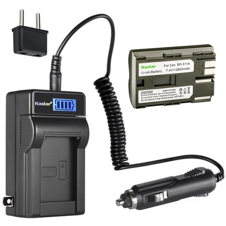 Kastar 1-Pack BP-511 Battery and LCD AC Charger Compatible with Canon EOS 5D  EOS 10D  EOS 20D  EOS 20Da  EOS 30D  PV130  EOS Rebel DS6041  EOS 40D  EOS 50D  EOS 300D  EOS D30  EOS D60 Cameras