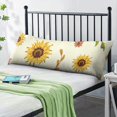 thumbnail image 2 of Artistic Sunflower Pillow Cover 20x54 - Full-Length Support Case - Yellow Bloom and Flower Design, 2 of 6