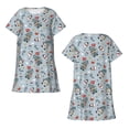 thumbnail image 3 of Bixox Winter Gnome And Snowman Pattern Women's Nightgown, Soft & Breathable Sleepwear, Round Neck Knee-Length Pajama Dress,Loungewear for Home & Sleep, 3 of 7