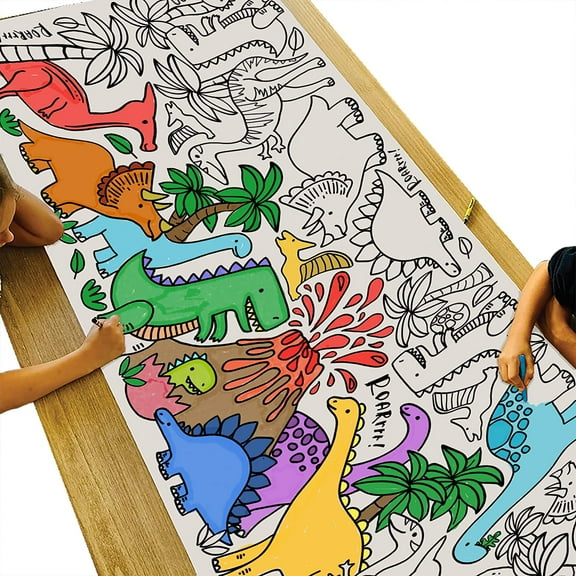 Tiny Expressions Giant Dinosaur Coloring Poster for Kids - 30 x 72 Inches Jumbo Paper Banner or Table Cover for School Parties or Events