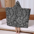 thumbnail image 5 of Black Paisley Pattern Hooded Bath Towel，50"x30" for Ages 3 To 12 Kids, Quick Dry Lightweight Soft Microfiber Hood Beach Towel Cover Up for Kids, 5 of 7