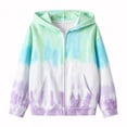 thumbnail image 2 of Girls Boys Zip Up Hoodies Sweatshirt Casual Full Zip Up Printed Long Sleeve Warm Uniform Jacket Fall Winter Fashion Coat with Pockets Light Blue 7-8 Years, 2 of 6