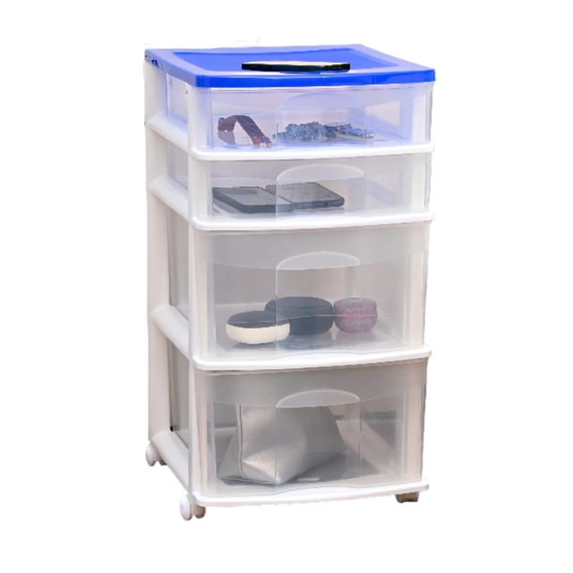 Italhome Cajonera De Plástico, Cajonera Organizador Multiusos Con 4 Cajones Grandes Transparentes Tor