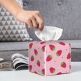 thumbnail image 6 of Lsque Strawberries Printed Tissue Box Cover Holder, Facial Paper Organizer Dispenser,Square with Bottom Belt, PVC Leather Decorative Organizer, 6 of 8