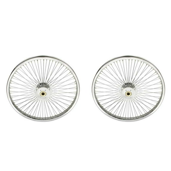 Two Chrome 20" 72 Spoke Hollow Hub Wheels for Trike.
