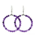 thumbnail image 1 of Nvzi Pendientes para hombre y adecuados, pendientes circulares con cuentas de piedra natural, pendientes modernos y versátiles (morado), 1 of 3
