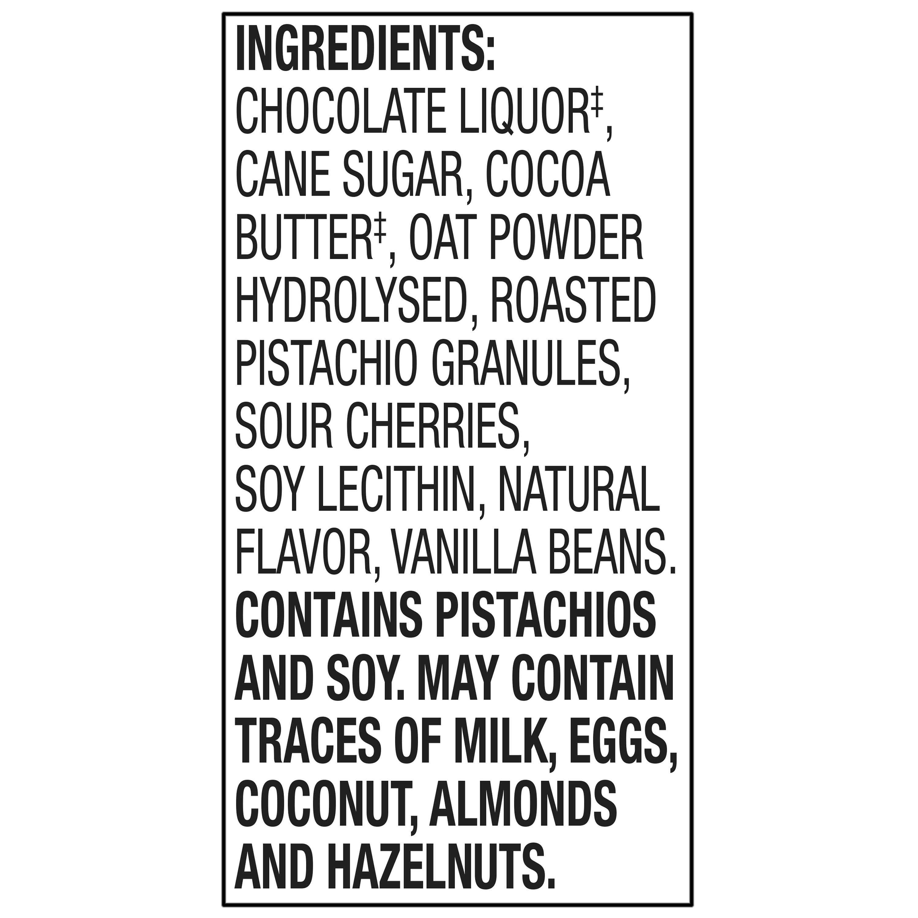 bettergoods Plant-based 55% Oat Chocolate Bar with Tart Cherries and Pistachios, 3.5 oz