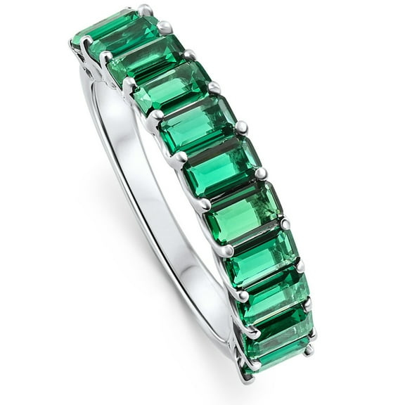 Pompeii 2.50Ct Emerald 11-Stone Wedding Anniversary Ring Stackable 14k White Gold Band (,)