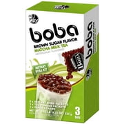 J Way Instant Boba Matcha Milk Tea Set, Matcha Bubble Tea Kit, 3 Drinks