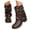 Brown, variant on Womens Mid Calf Boots Chunky Heel Side Zipper Pull On Round Toe Boots For Women Fall Winter Comfortable Walking Shoes US:9