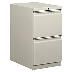 basyx® by HON® Mobile Pedestal Vertical Filing Cabinet, 2 Drawers, 28"H x 15"W x 20"D, Light Gray