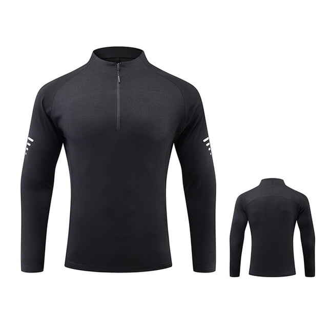 pstuiky camisa de manga larga para hombre, Camiseta deportiva ligera y transpirable de color sólido con cremallera y cuello alto de manga larga para hombre tops de invierno para hombre xxxl