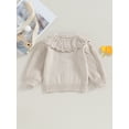 thumbnail image 4 of Wassery Baby Girls Knit Cardigan Sweater Long Sleeve Doll Collar Button Knitted Cardigan 3M 6M 12M 18M 24M Infant Fall Winter Loose Fit Crochet Knitwear Outerwear, 4 of 8