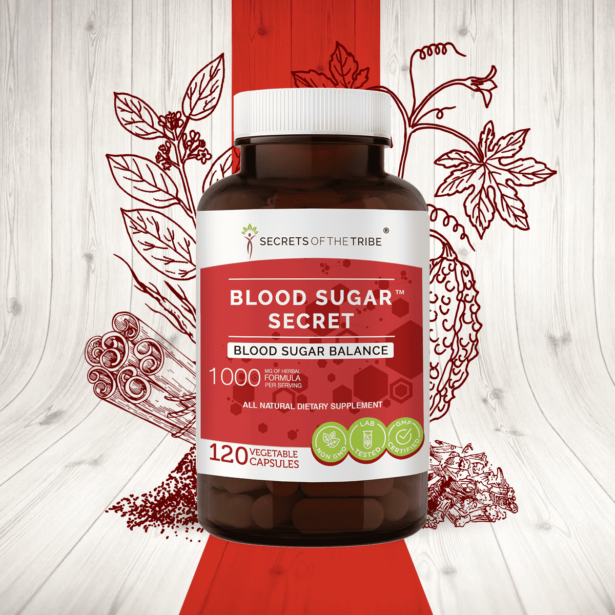 Blood Sugar Secret 120 Capsules, 500 mg, Bitter Melon, Cinnamon