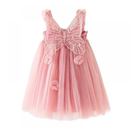 

BULLPIANO 0-6Years Baby Girls Special Occasion Dress Tulle Tutu Dress Butterfly Print Back Sundress