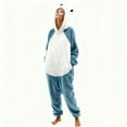 thumbnail image 2 of Unisex Onesie Adult Sleepwear Loose Funny Hooded Outfit Plush Winter Warm Pajamas with Pocket Blue S, 2 of 7