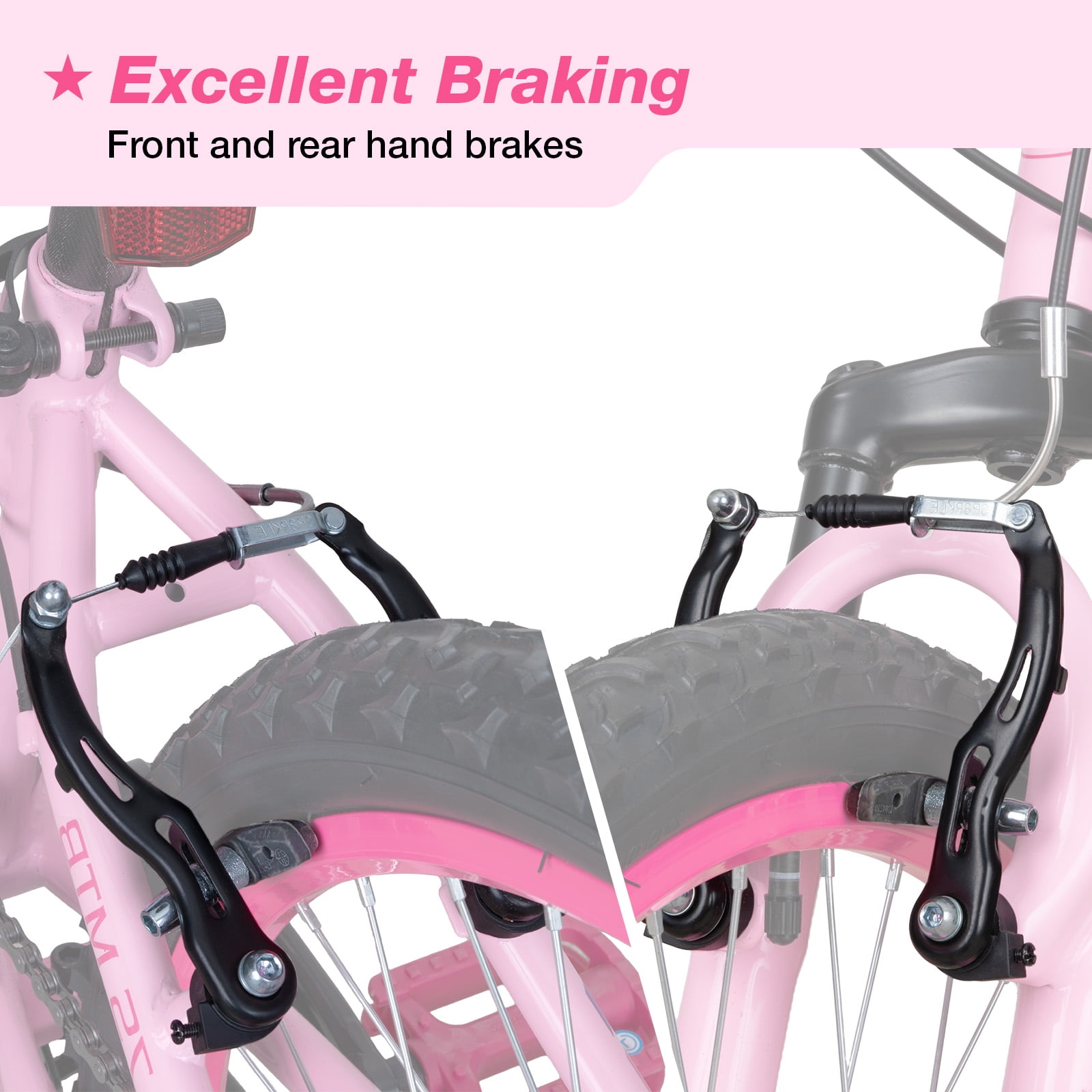 Hykolity Kids Mountain Bike, 24 inch 7 Speed Kid Bicycle, Girls Mountain Bike Age 8-14 Year Old with Front Suspension Fork, Adjustable Seat Height,High-Carbon Steel, Pink