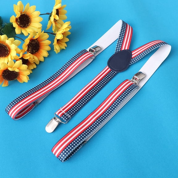 UPKOCH Clip On Suspenders for Men and Women Multi Colored Us Flag 1Set