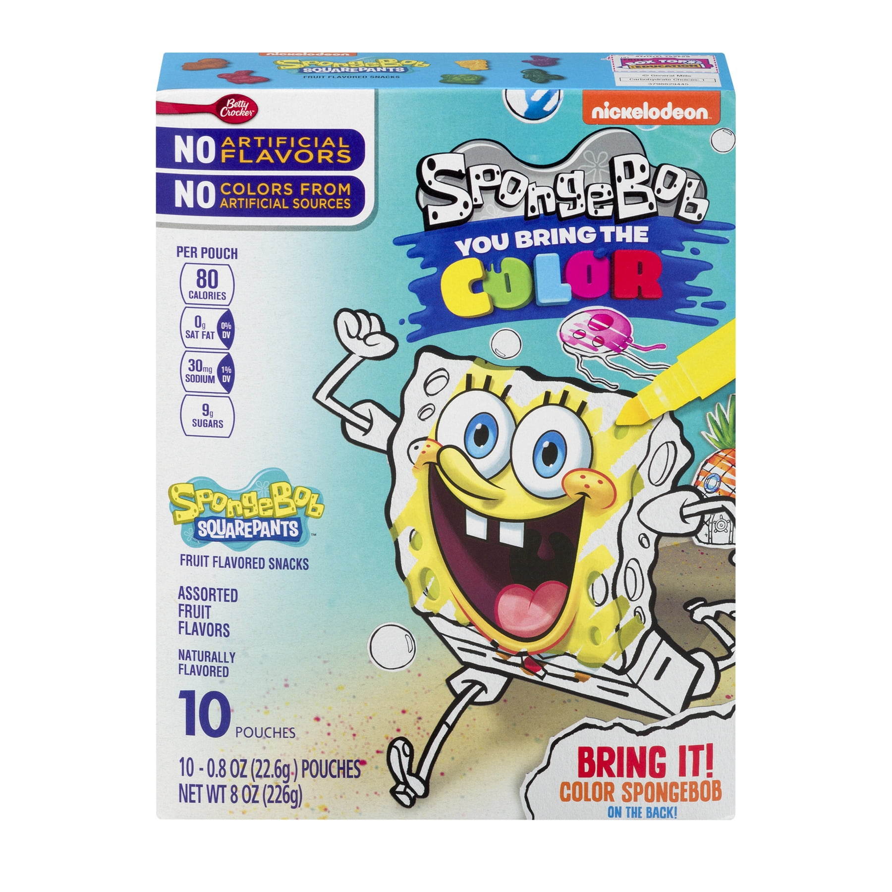 Fruit Snacks SpongeBob SquarePants Snacks 10 Pouches 0.8 oz Each