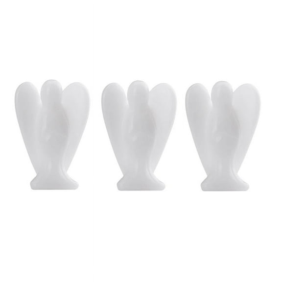 Gemstone White Jade Beautiful Carved Crystal Angel Stone Statue Figurines Reiki Healing Ornament