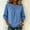 A606 Blue, variant on Womens Pleated Front Blouse 3/4 Puff Sleeve Round Neck Tunic Tops Dressy Casual Flowy Chiffon Shirt Business Work Office Wear Summer Fashion Apparel