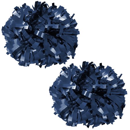 Metallic Cheer Pom Poms Cheerleading Cheerleader Gear 2 pieces one pair poms(Navy Blue)