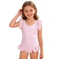thumbnail image 2 of LYHao Children's Swimming For Toddlers Border Girls Baby Girls Summer Export Striped Girls' Swimsuit For Ages 1 7,One-Piece Swimsuit 1-2 Years Pink, 2 of 7
