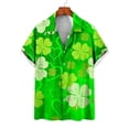 thumbnail image 4 of Camisas de playa de verano de Hawái 2024, camisa para hombre y mujer, camisa de pareja con solapa estampada de trébol de cuatro hojas, camisas florales verdes, 4 of 4