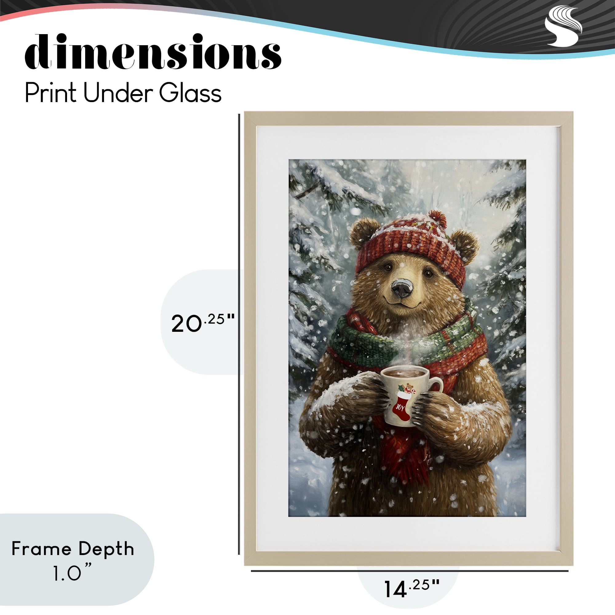 Stupell Industries Christmas Cocoa Bear Birch Framed Print Under Glass, design by Tina LeCour