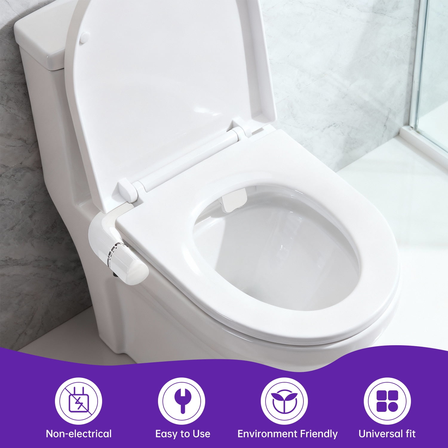 JUNLIN Ultra-Slim Bidet Attachment for Toilet，Adjustable Fresh Water Pressure Dual Nozzle (Frontal & Rear Wash) ，Non-Electric Bidet