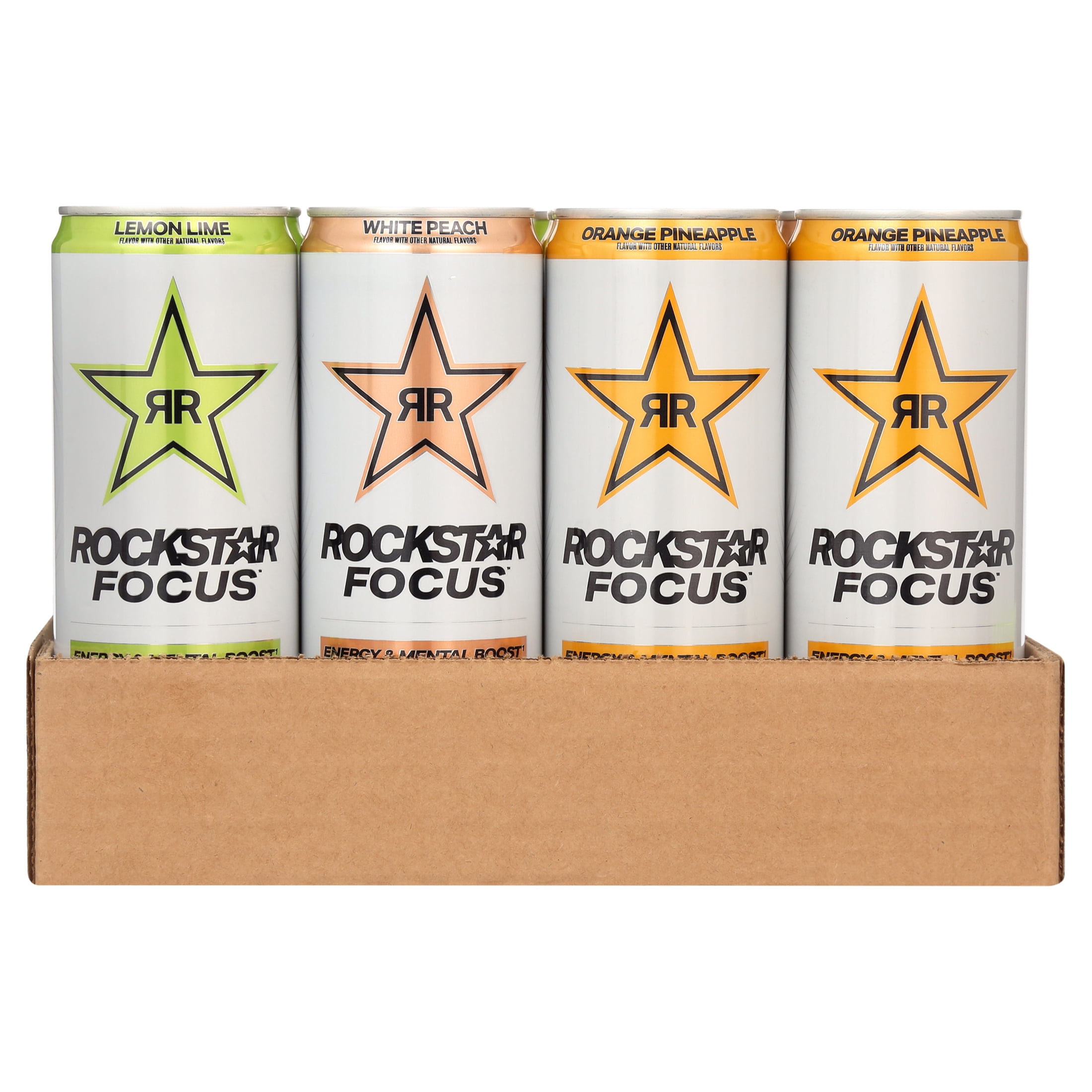 Rockstar Focus Zero Sugar Energy Drink, 3 Flavor Variety Pack, Lion’s Mane, Energy & Mental Boost, 12 oz 12 Pack Cans