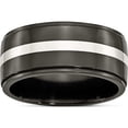 thumbnail image 1 of Titanium/Silver Two-Tone Titanium Black Ti With Sterling Silver Inlay Polished 10mm Band (Size 9.5) Made In United States tb288-9.5, 1 of 5