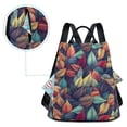 thumbnail image 7 of FORMRS Women's Travel Backpack Purse Anti-Theft Hidden Pockets Casual Shoulder Bag, Blue Vibrant Leaves Pattern, 7 of 7