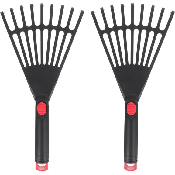 ABCISI 2Pcs Hand Rake, Short Handle Plastic Hand Rakes for Gardening, Cultivating, Loosening, Soil Spreading, Versatile Garden Tool, Black