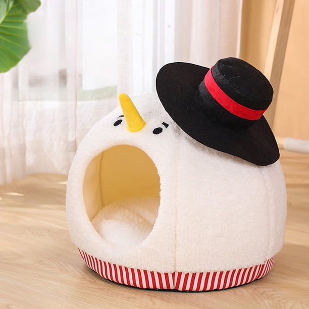 Decoraciones navideñas, adornos navideños, arena para gatos y casa semicerrada para gatos de invierno para todas las estaciones, linda casa para gatos con diseño de muñeco de nieve navideño, suministr