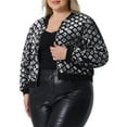 thumbnail image 4 of Agnes Orinda Women's Plus Size Sequin Jackets Long Sleeve Party Cropped Bomber 2X Sliver, 4 of 6