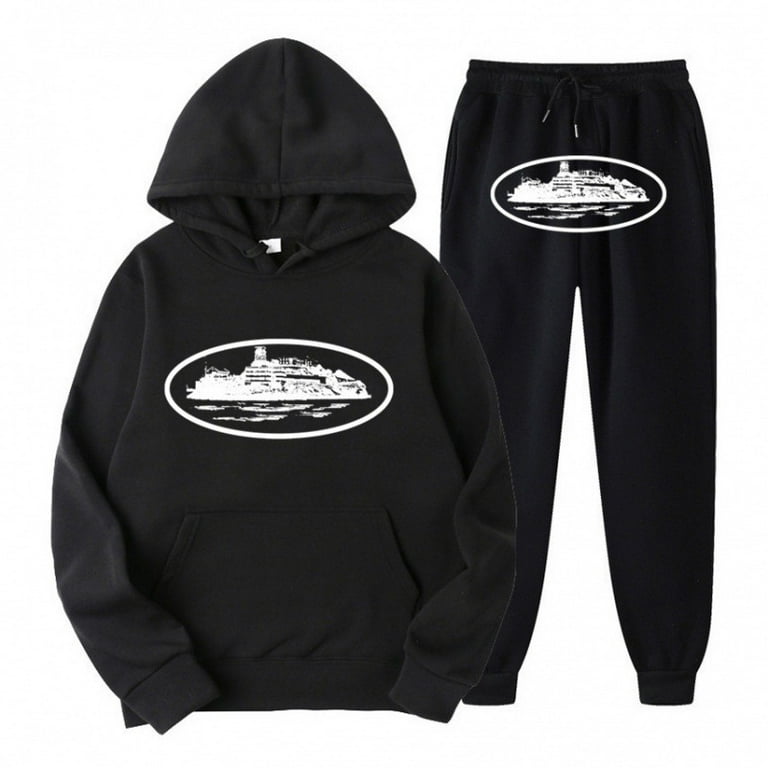 corteiz hoodie セットアップ 2 Piece Mens Corteiz Hoodie Set Printed Sweater Sweatpants